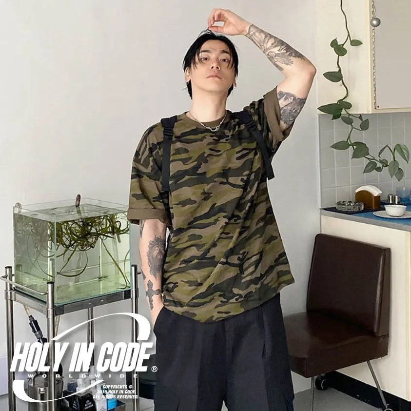 HOLY IN CODE  |Crew Neck Pullovers Camouflage Unisex Street Style U-Neck