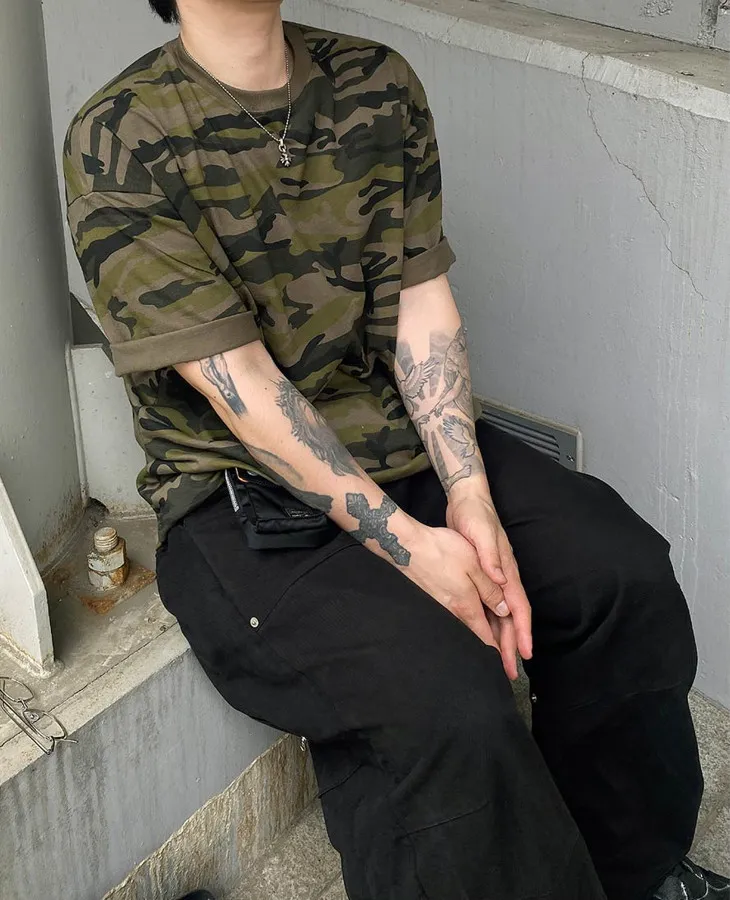 HOLY IN CODE  |Crew Neck Pullovers Camouflage Unisex Street Style U-Neck