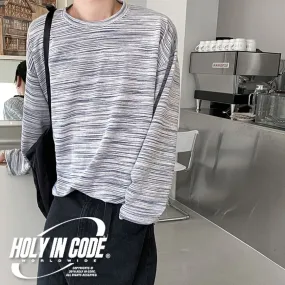 HOLY IN CODE  |Crew Neck Pullovers Stripes Unisex Street Style U-Neck