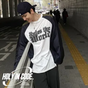 HOLY IN CODE  |Crew Neck Pullovers Unisex Street Style U-Neck Bi-color