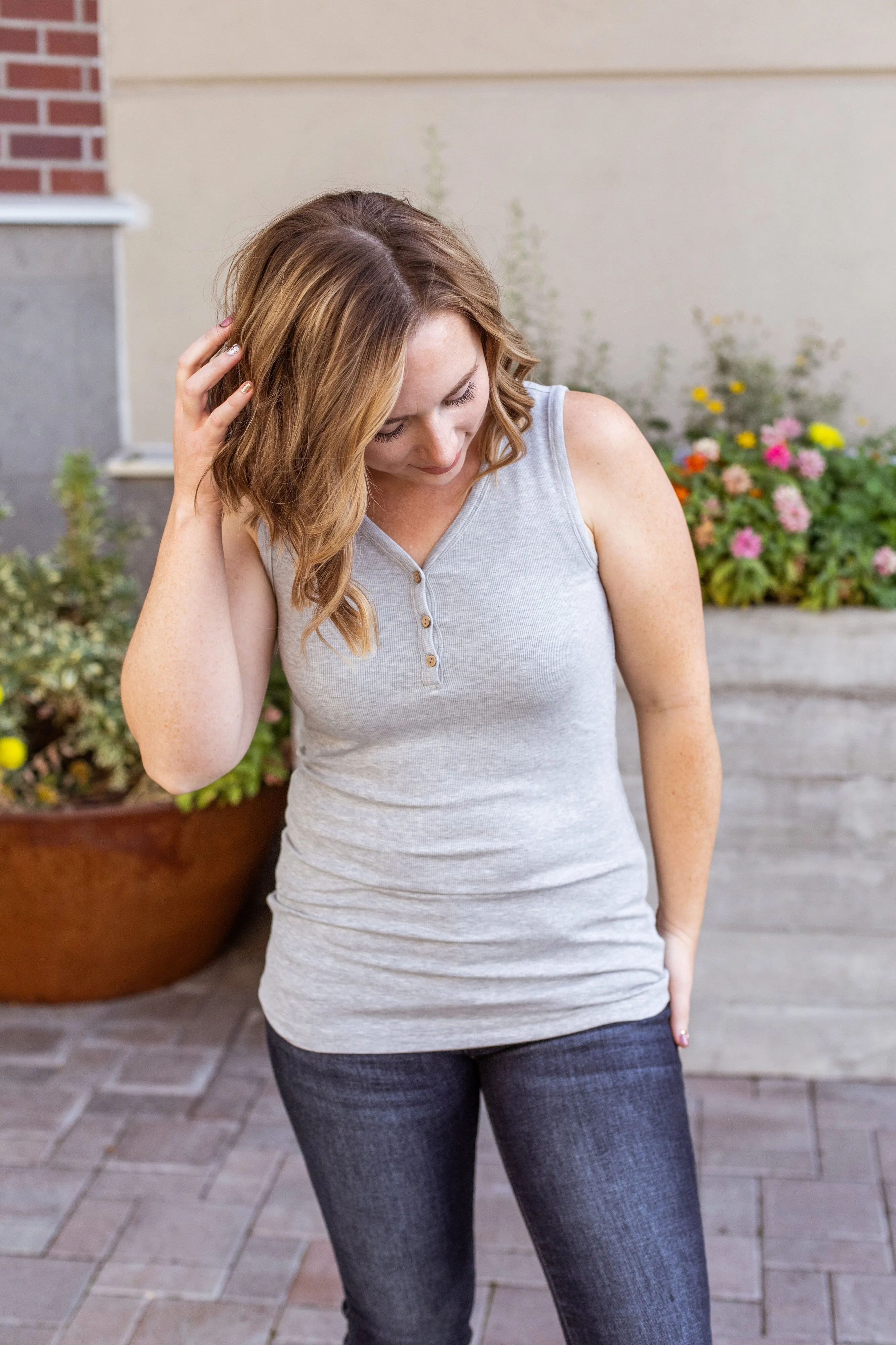 IN STOCK Addison Henley Tank - Light Grey