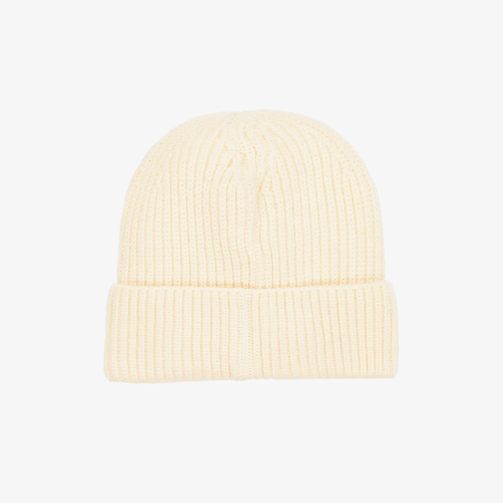 Ivory Ribbed Knit Beanie Hat