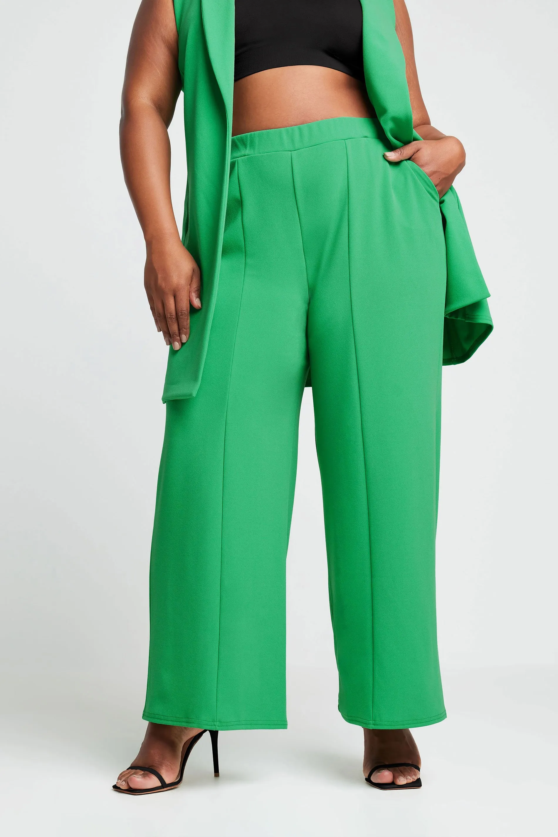 LIMITED COLLECTION Curve Green Wide Leg Trousers