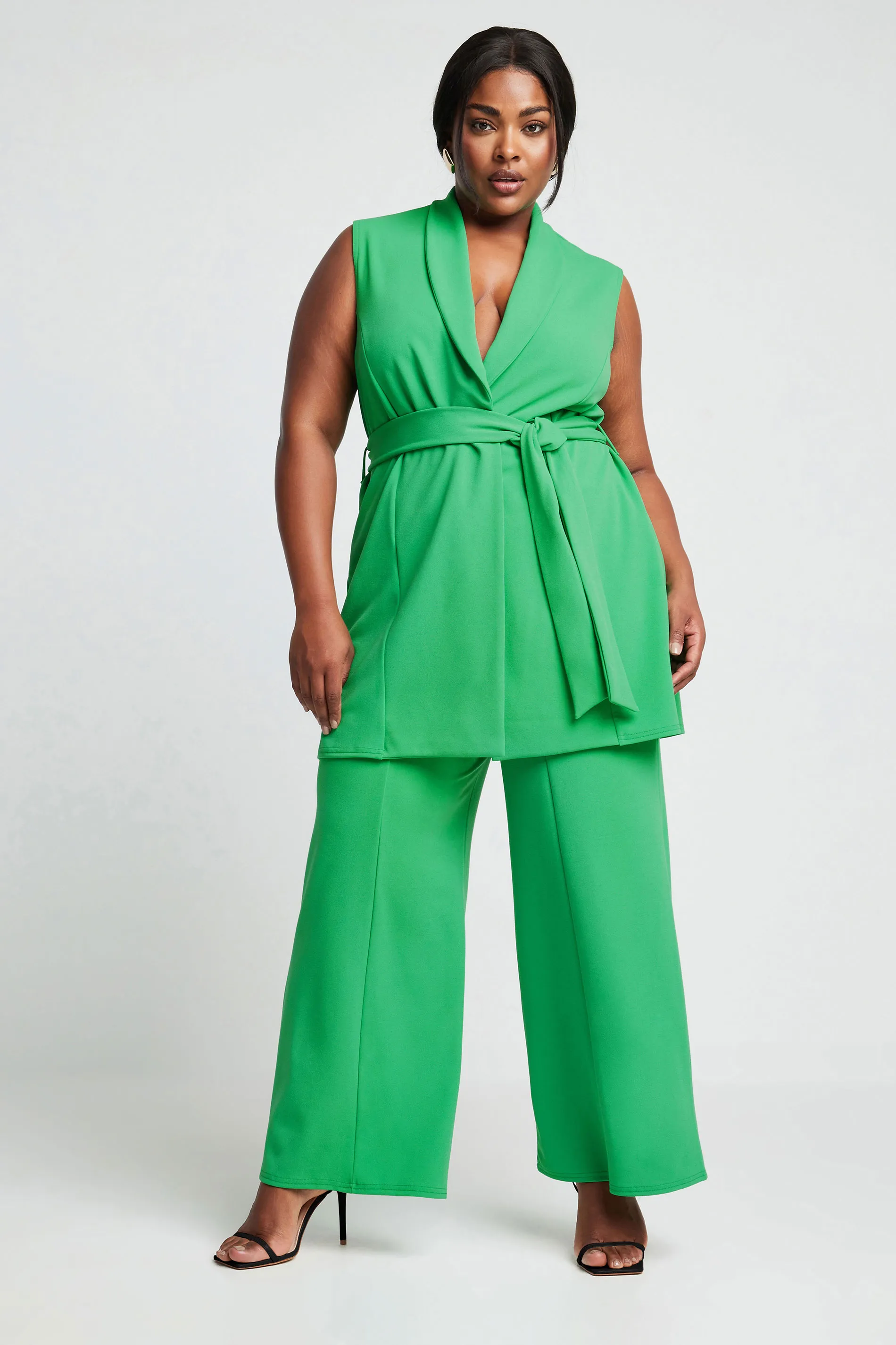 LIMITED COLLECTION Curve Green Wide Leg Trousers