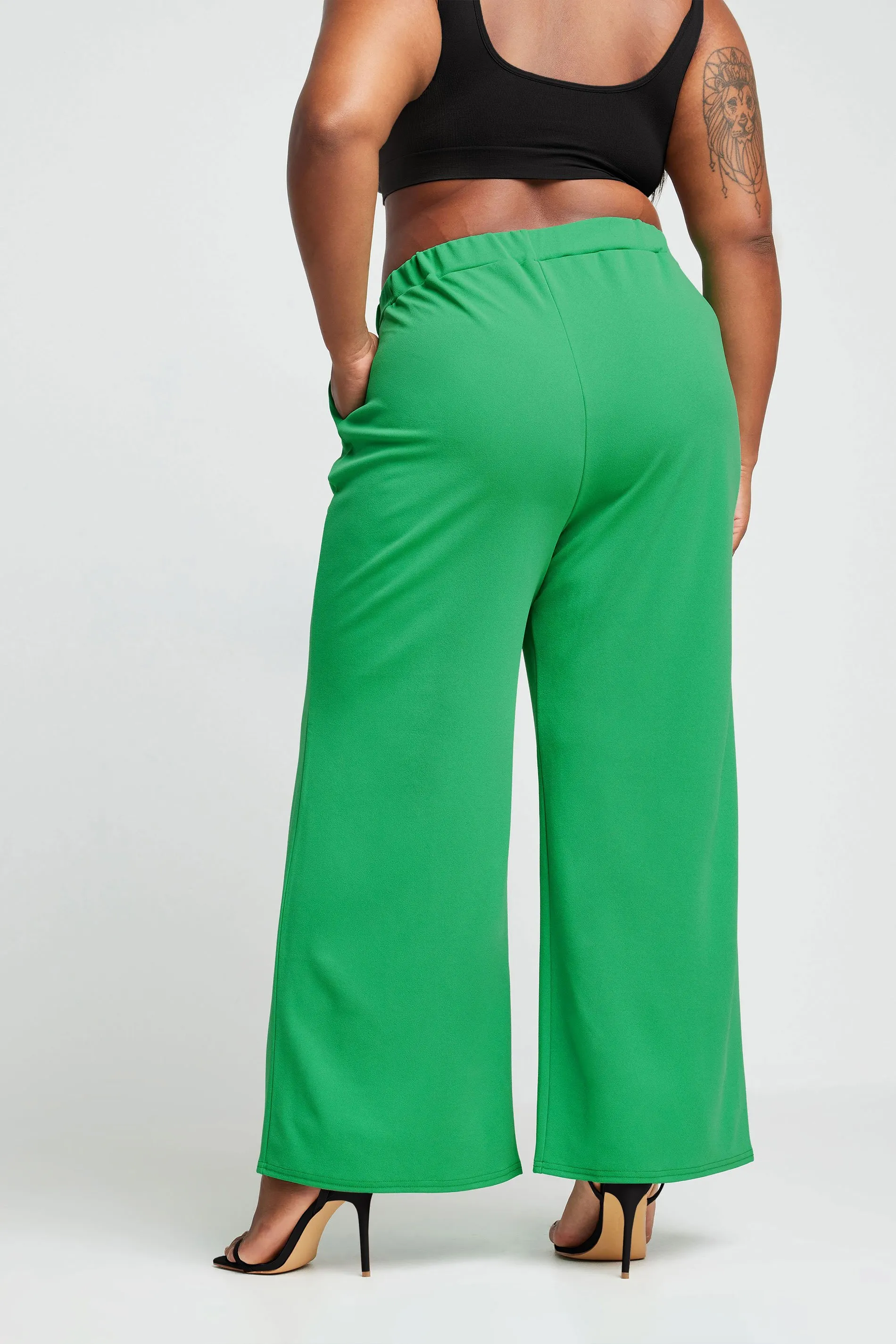 LIMITED COLLECTION Curve Green Wide Leg Trousers