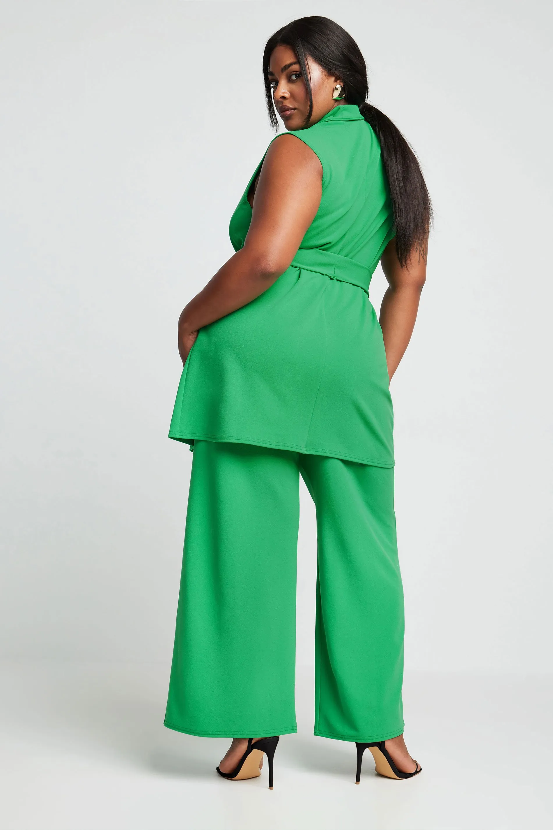 LIMITED COLLECTION Curve Green Wide Leg Trousers