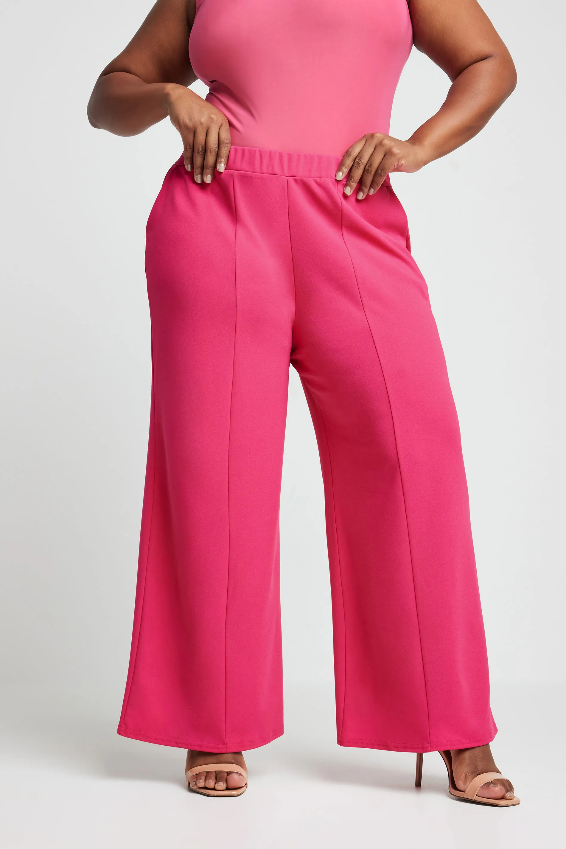 LIMITED COLLECTION Curve Pink Wide Leg Trousers