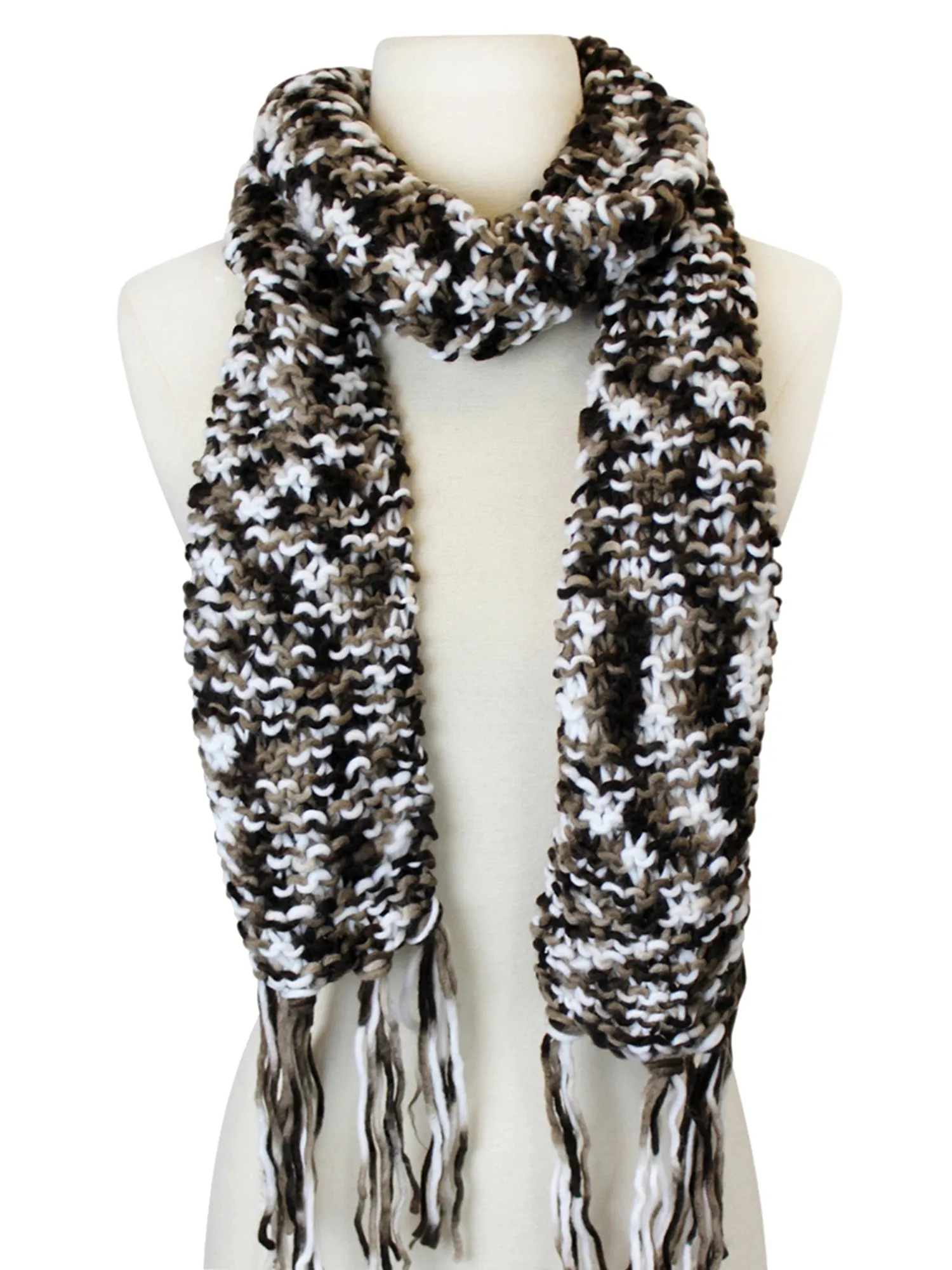 Long Two-Tone Knit Unisex Winter Scarf