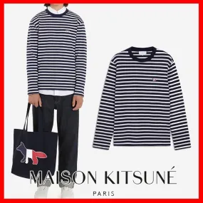 MAISON KITSUNE  |Crew Neck Pullovers Stripes Unisex Street Style U-Neck