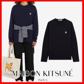 MAISON KITSUNE  |Crew Neck Pullovers Unisex Street Style U-Neck Long Sleeves