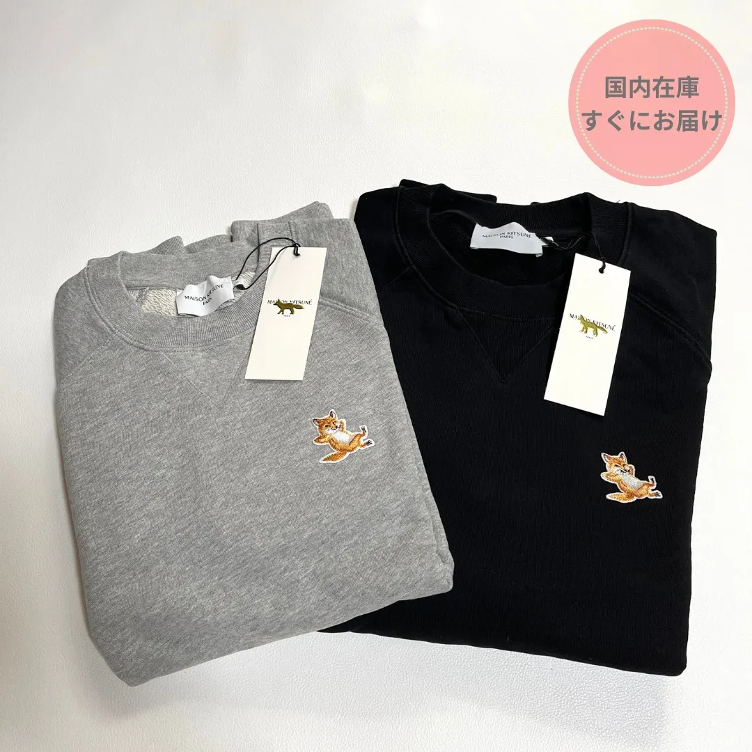 MAISON KITSUNE  |U-Neck Long Sleeves Logo Designers Sweatshirts