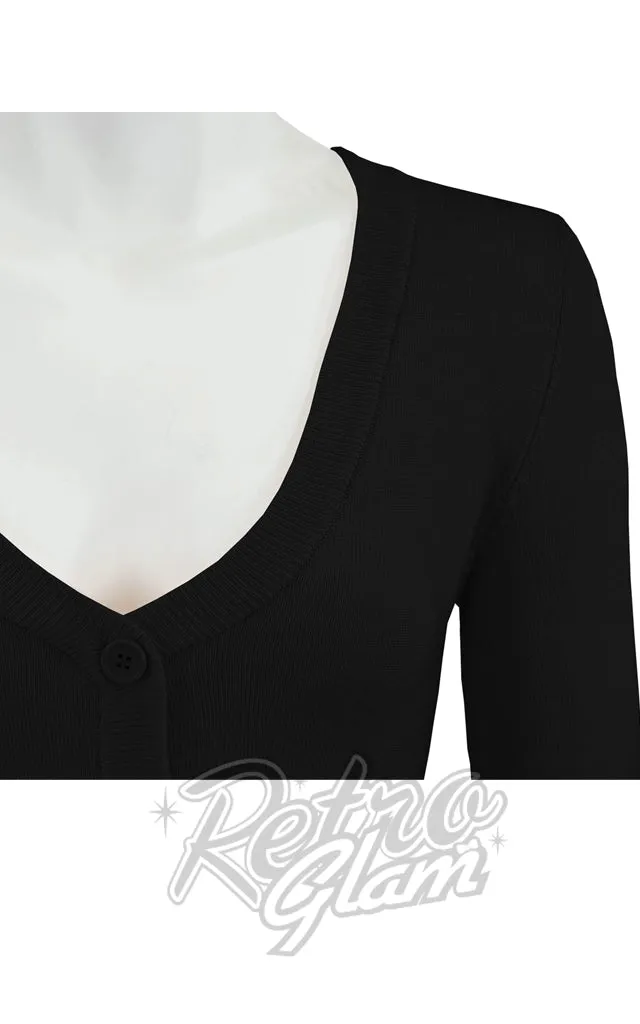 Mak V Neck Bolero Cropped Cardigan in Black