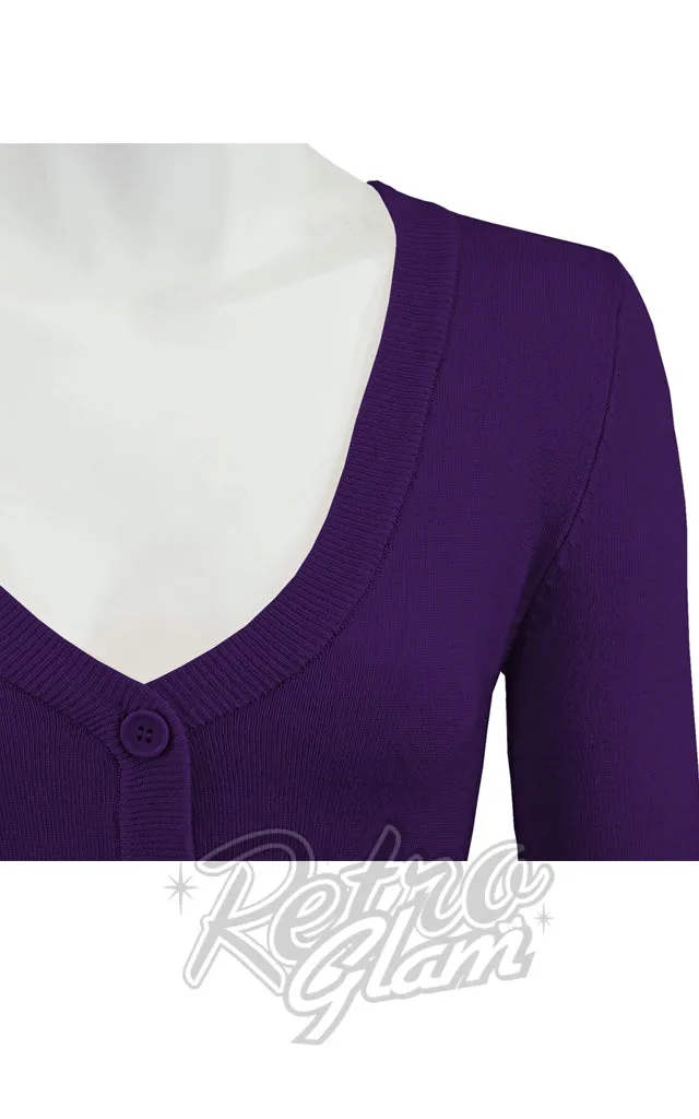 Mak V Neck Bolero Cropped Cardigan in Grape