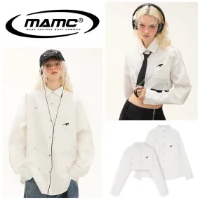 MAMC  |Unisex Street Style Long Sleeves Plain Logo Shirts