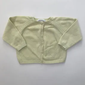 Marie-Chantal Lemon Yellow Cotton Cardigan: 6 Months