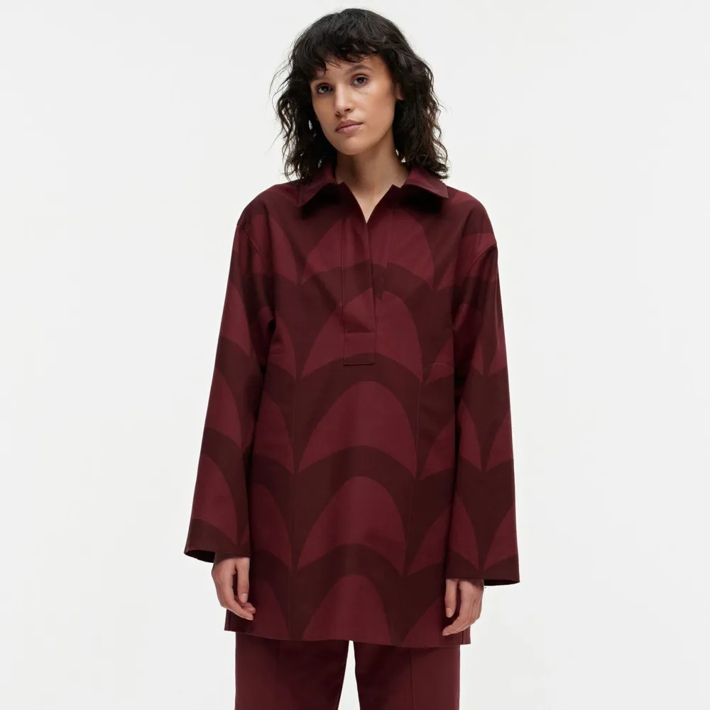 marimekko  |Long Sleeves Cotton Medium Oversized Shirts Tunics