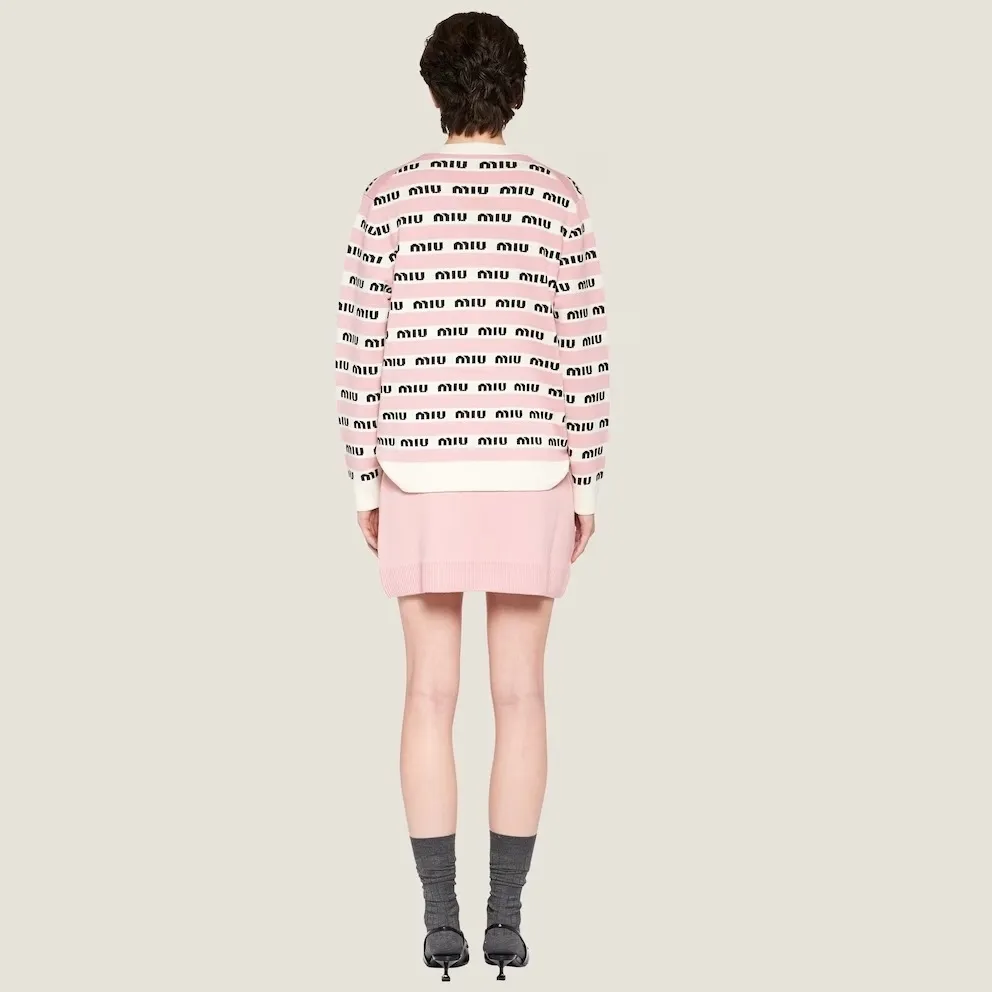 MiuMiu  |Casual Style Wool Long Sleeves Logo Cardigans