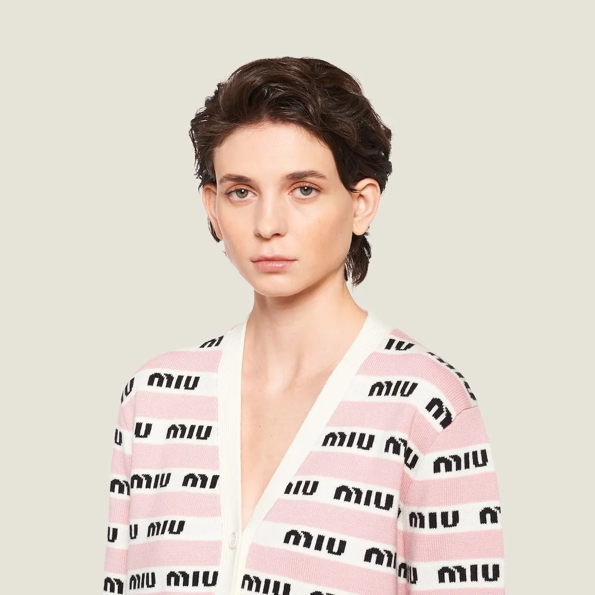 MiuMiu  |Casual Style Wool Long Sleeves Logo Cardigans