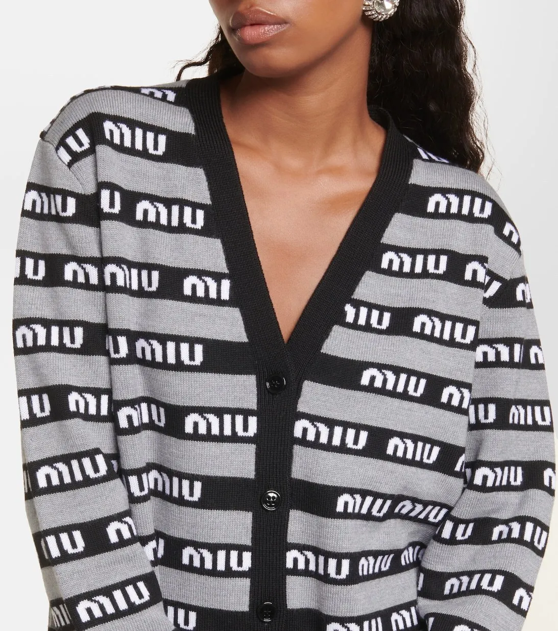 MiuMiu  |Casual Style Wool Long Sleeves Logo Cardigans