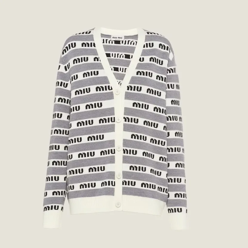 MiuMiu  |Casual Style Wool Long Sleeves Logo Cardigans