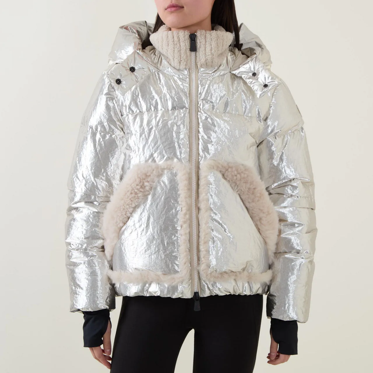 MONCLER Trevelin Metallic Down Jacket - Yellow