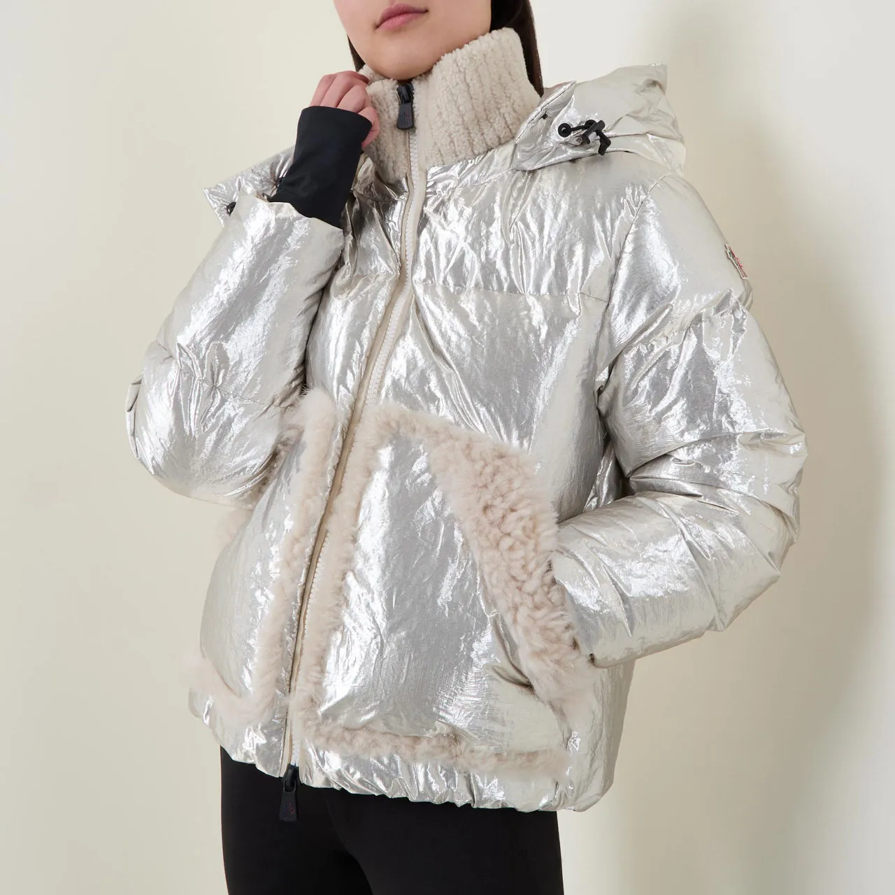 MONCLER Trevelin Metallic Down Jacket - Yellow