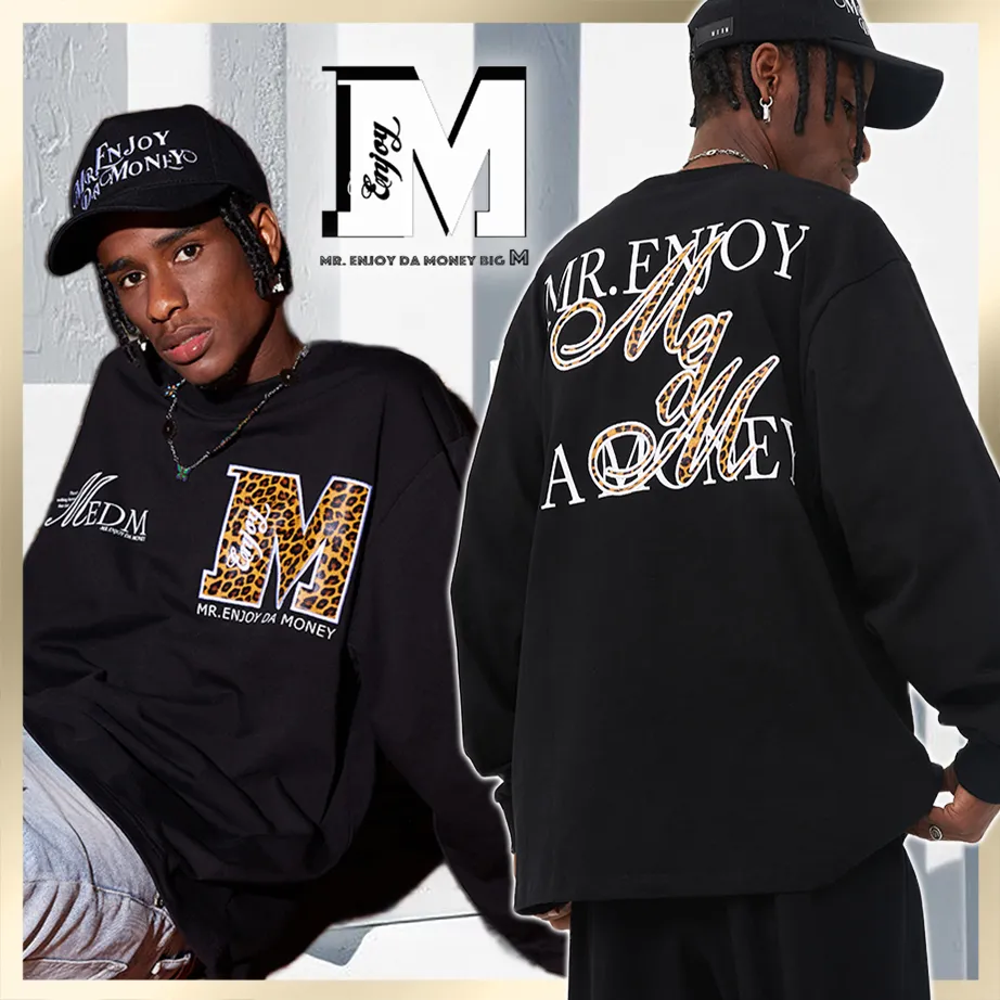 MR. ENJOY DA MONEY  |Crew Neck Pullovers Leopard Patterns Unisex Blended Fabrics