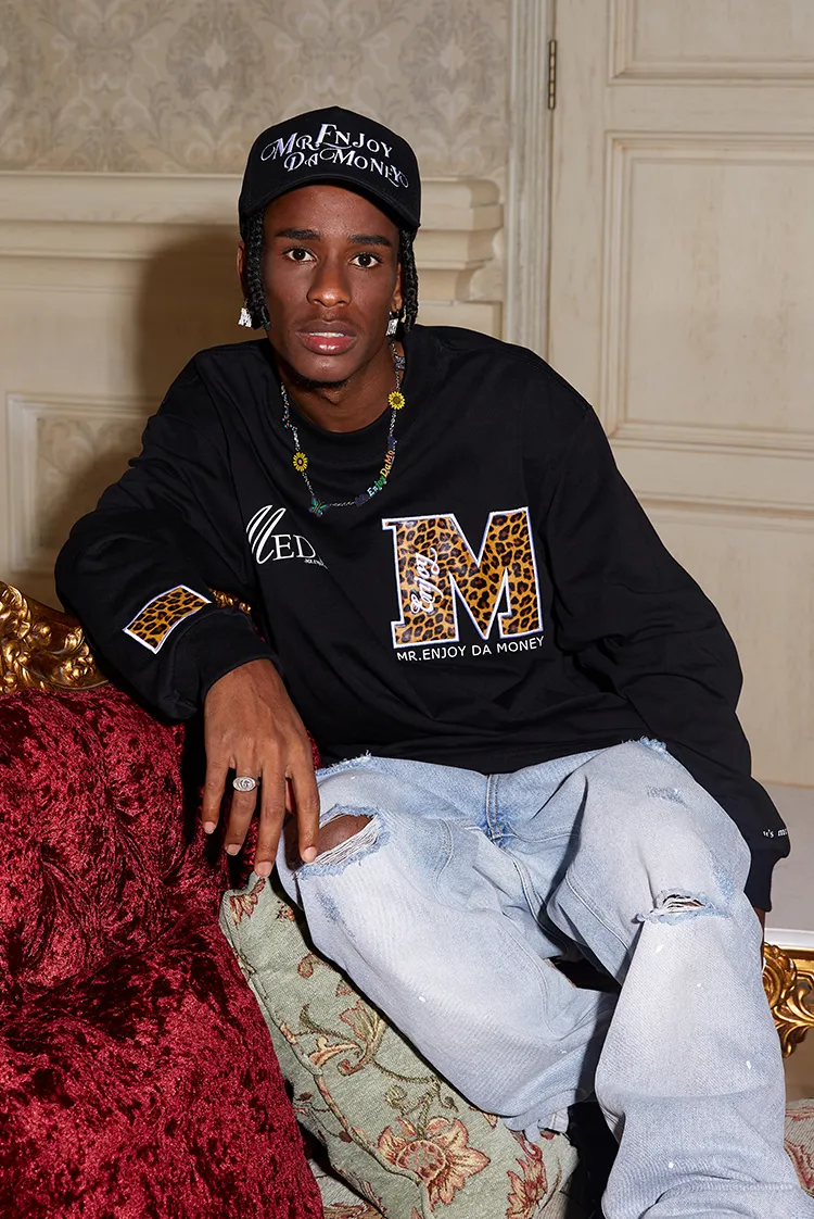 MR. ENJOY DA MONEY  |Crew Neck Pullovers Leopard Patterns Unisex Blended Fabrics