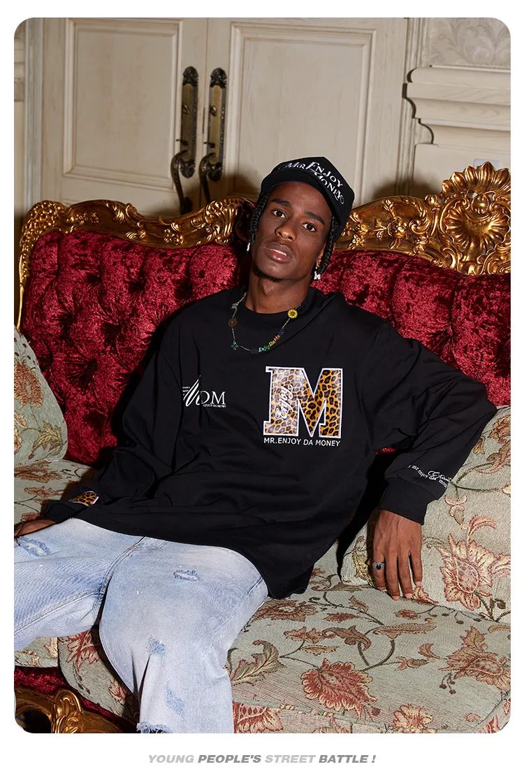 MR. ENJOY DA MONEY  |Crew Neck Pullovers Leopard Patterns Unisex Blended Fabrics