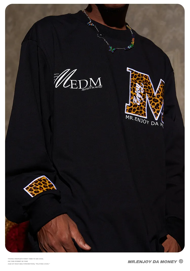 MR. ENJOY DA MONEY  |Crew Neck Pullovers Leopard Patterns Unisex Blended Fabrics