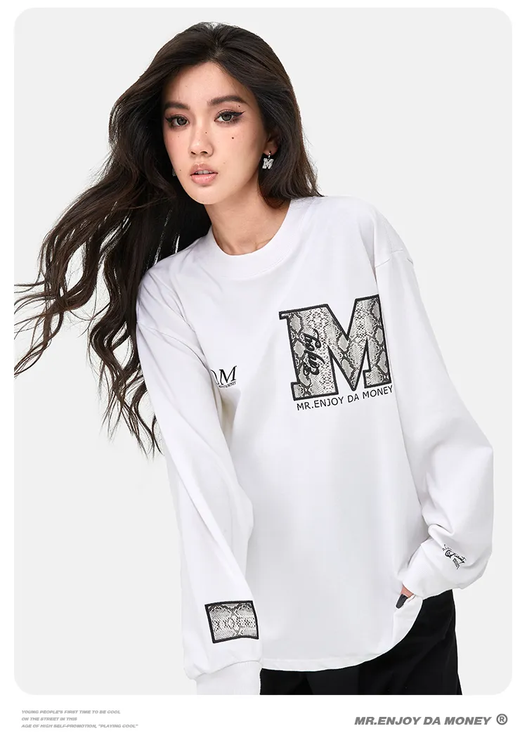 MR. ENJOY DA MONEY  |Crew Neck Pullovers Unisex Blended Fabrics Street Style