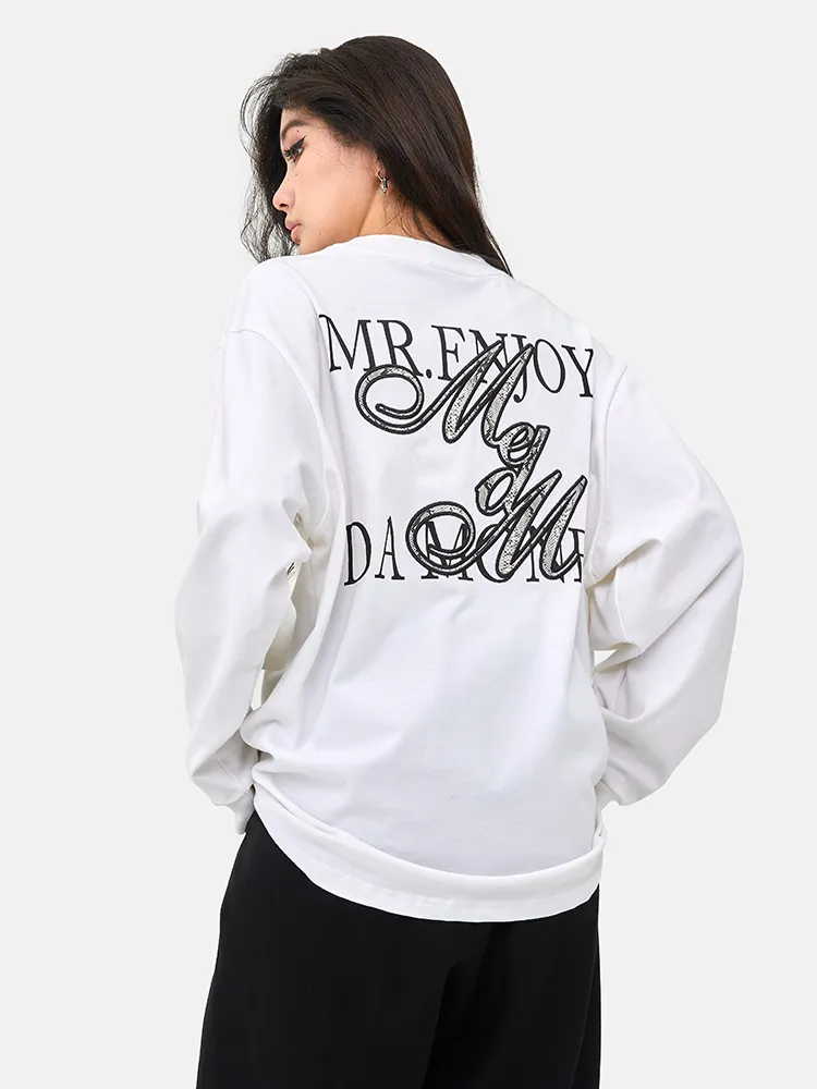 MR. ENJOY DA MONEY  |Crew Neck Pullovers Unisex Blended Fabrics Street Style