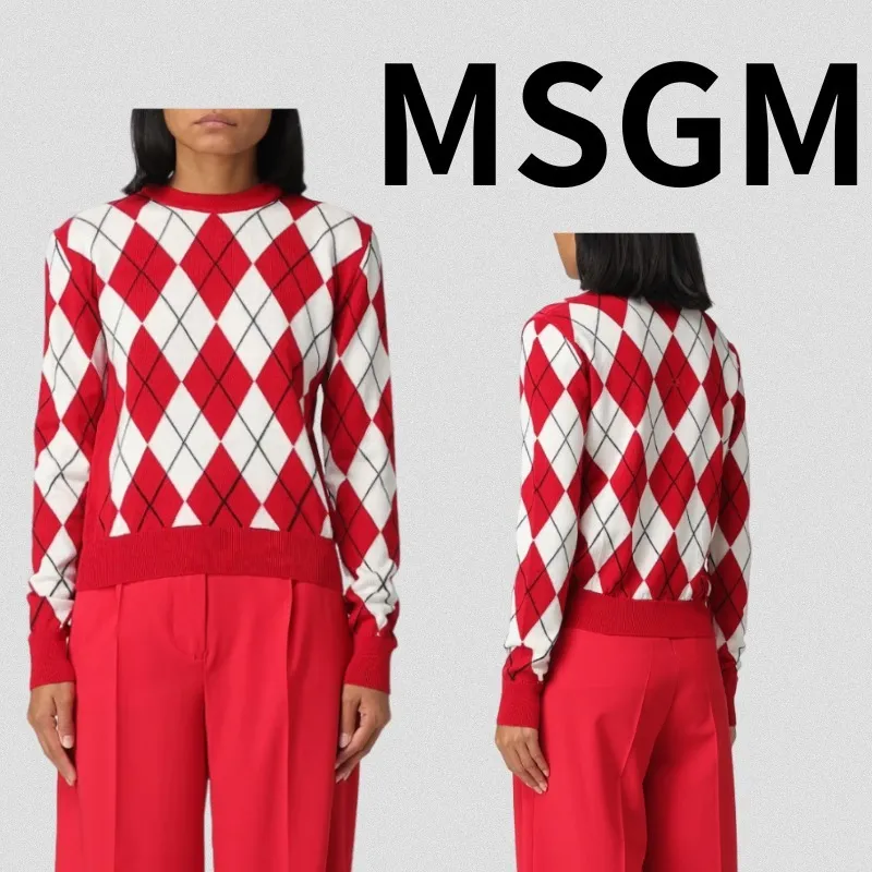 MSGM  |Casual Style Wool Long Sleeves V-neck & Crew neck