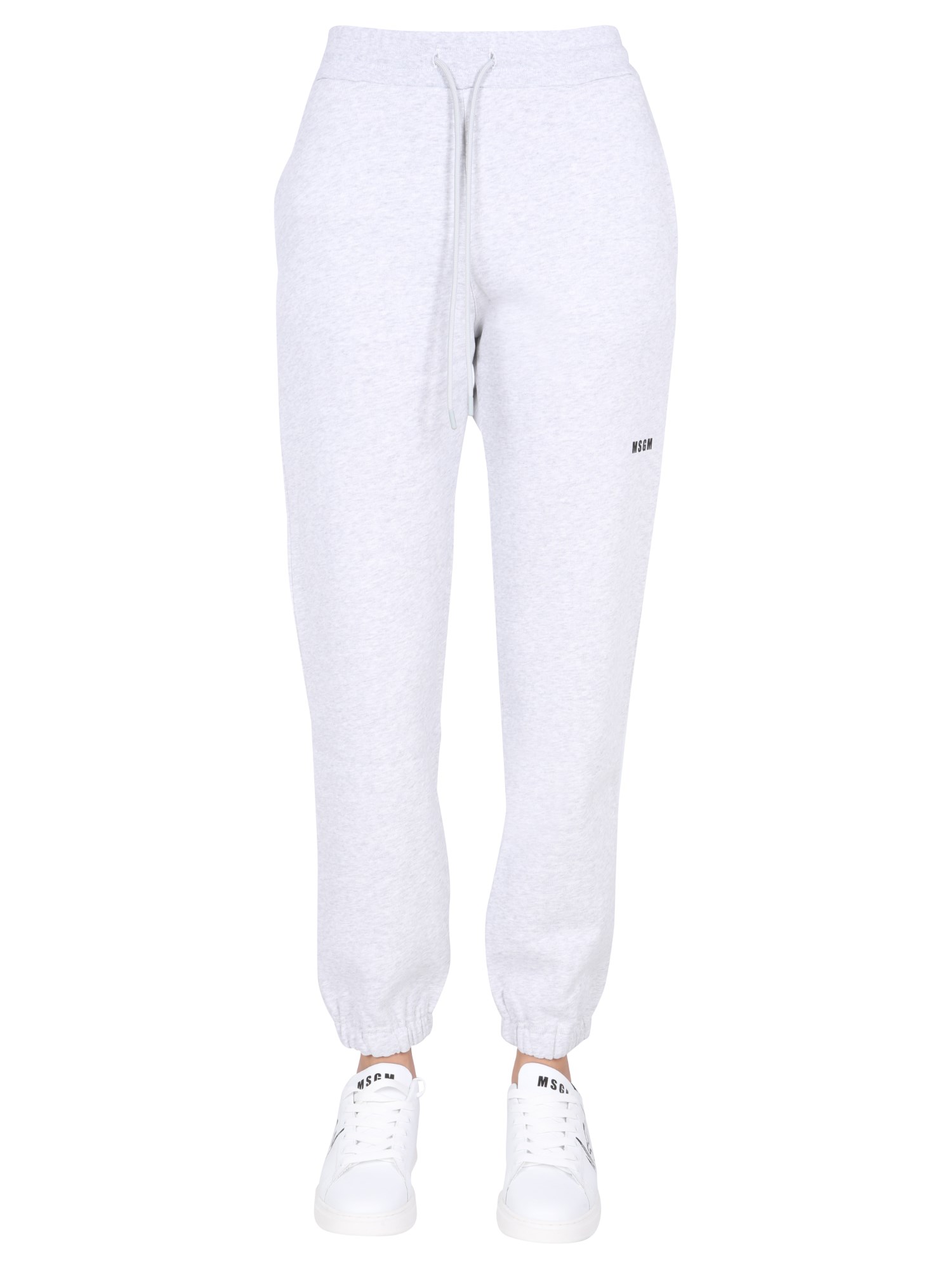 MSGM    JOGGING PANTS IN COTTON SWEATSHIRT WITH LETTERING LOGO PRINT