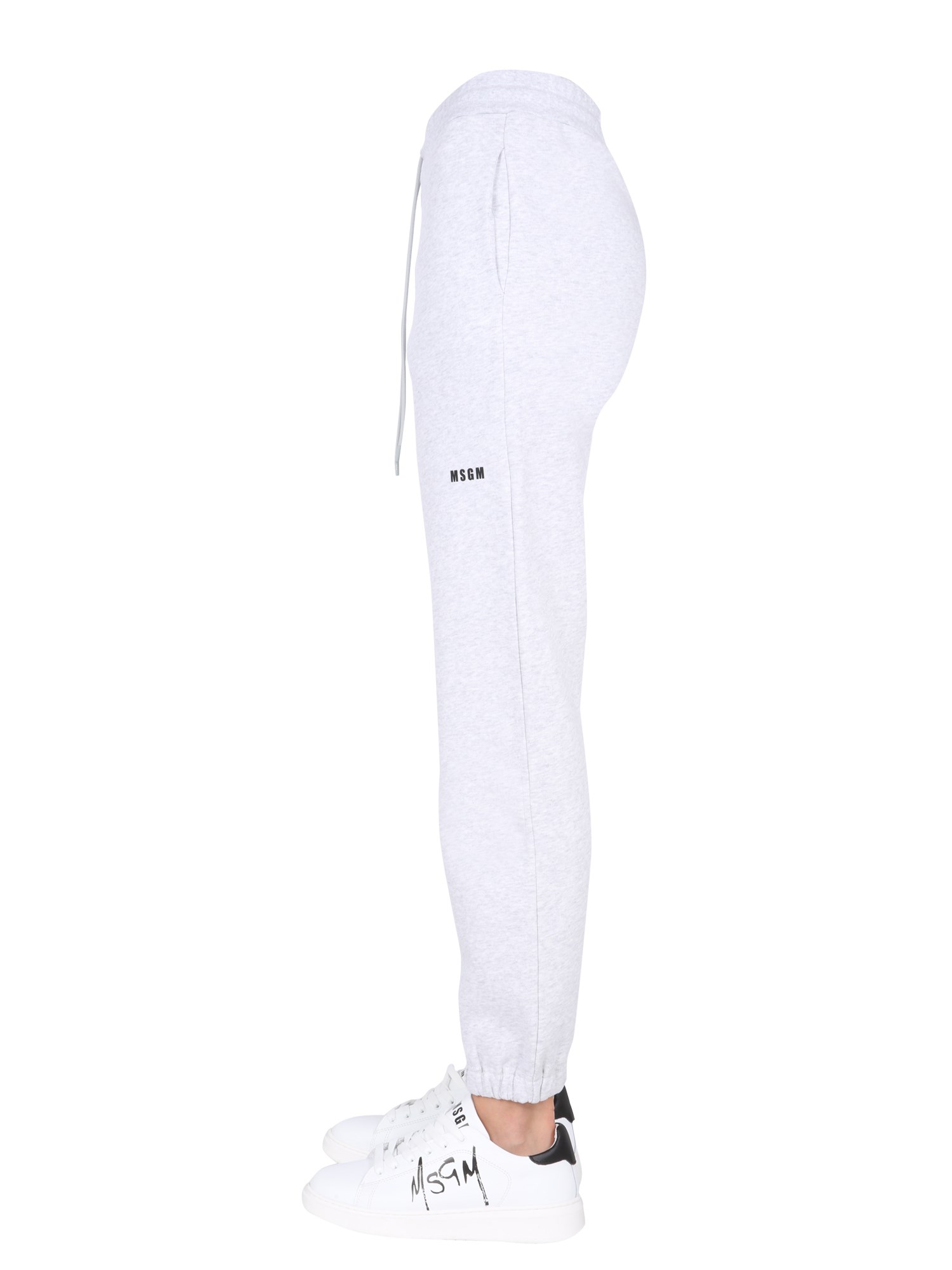 MSGM    JOGGING PANTS IN COTTON SWEATSHIRT WITH LETTERING LOGO PRINT