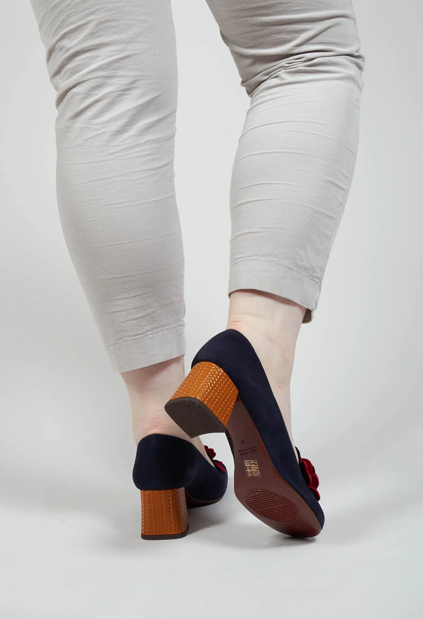 Mukai Heel in Navy and Red