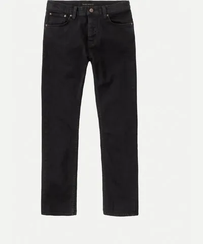 Nudie Jeans Grim Tim Straight Leg Jeans In Black Skies