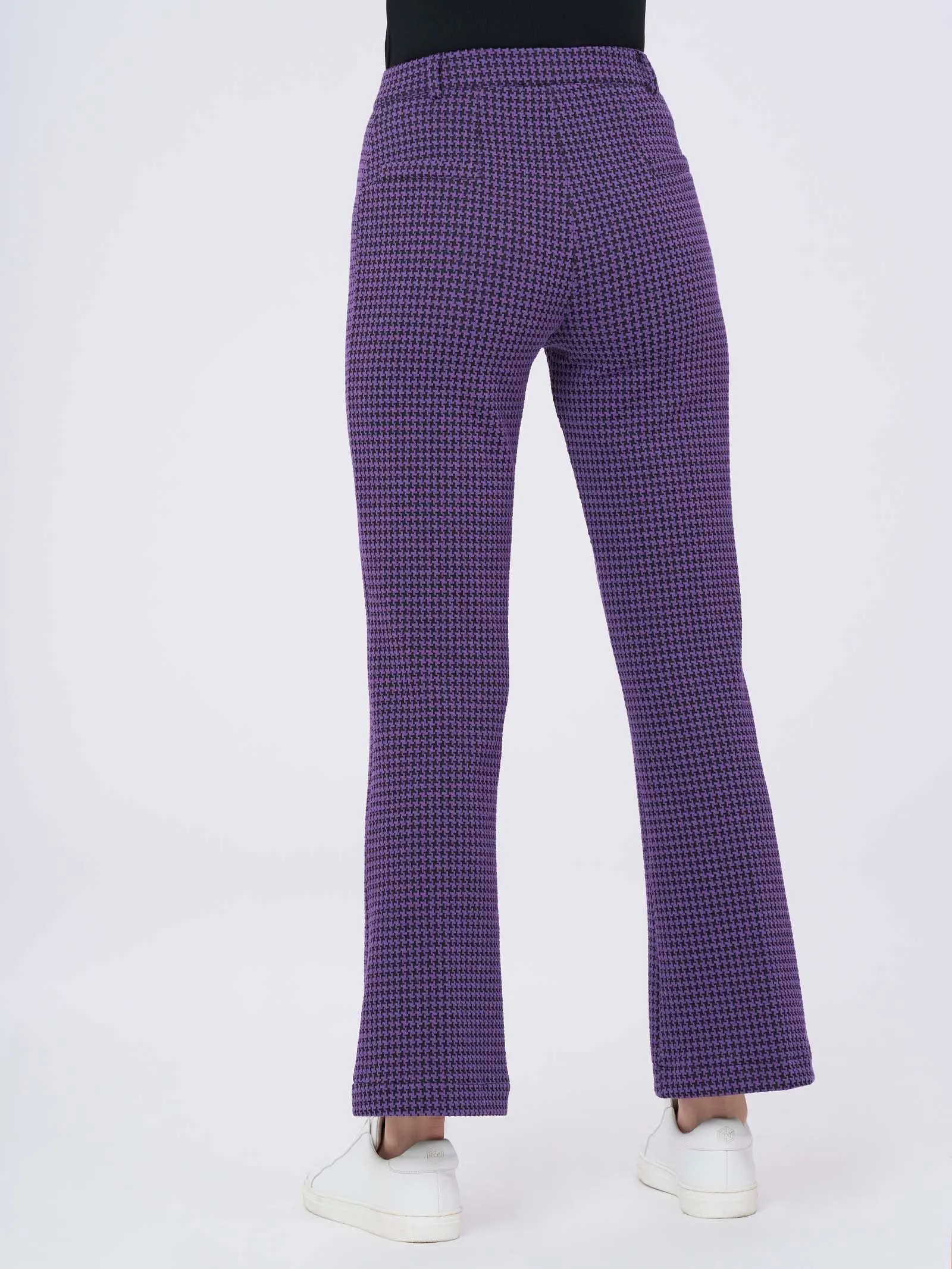 Pantalone flare in tessuto Eco Jacquard - Fant.Nero