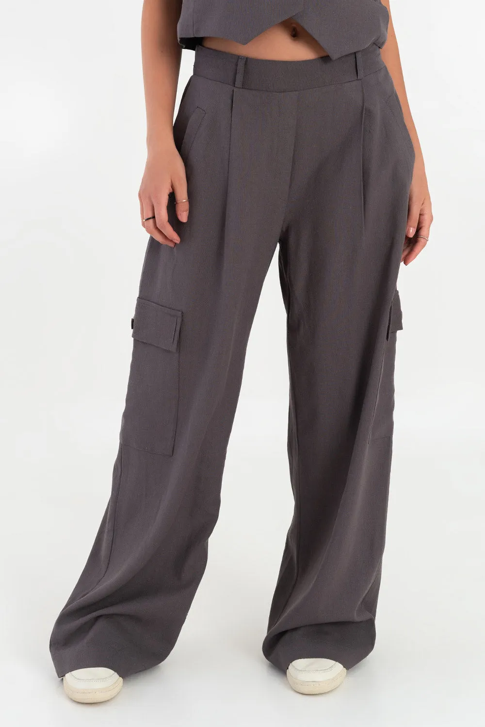 Pantalón cargo de tiro alto fit wide leg