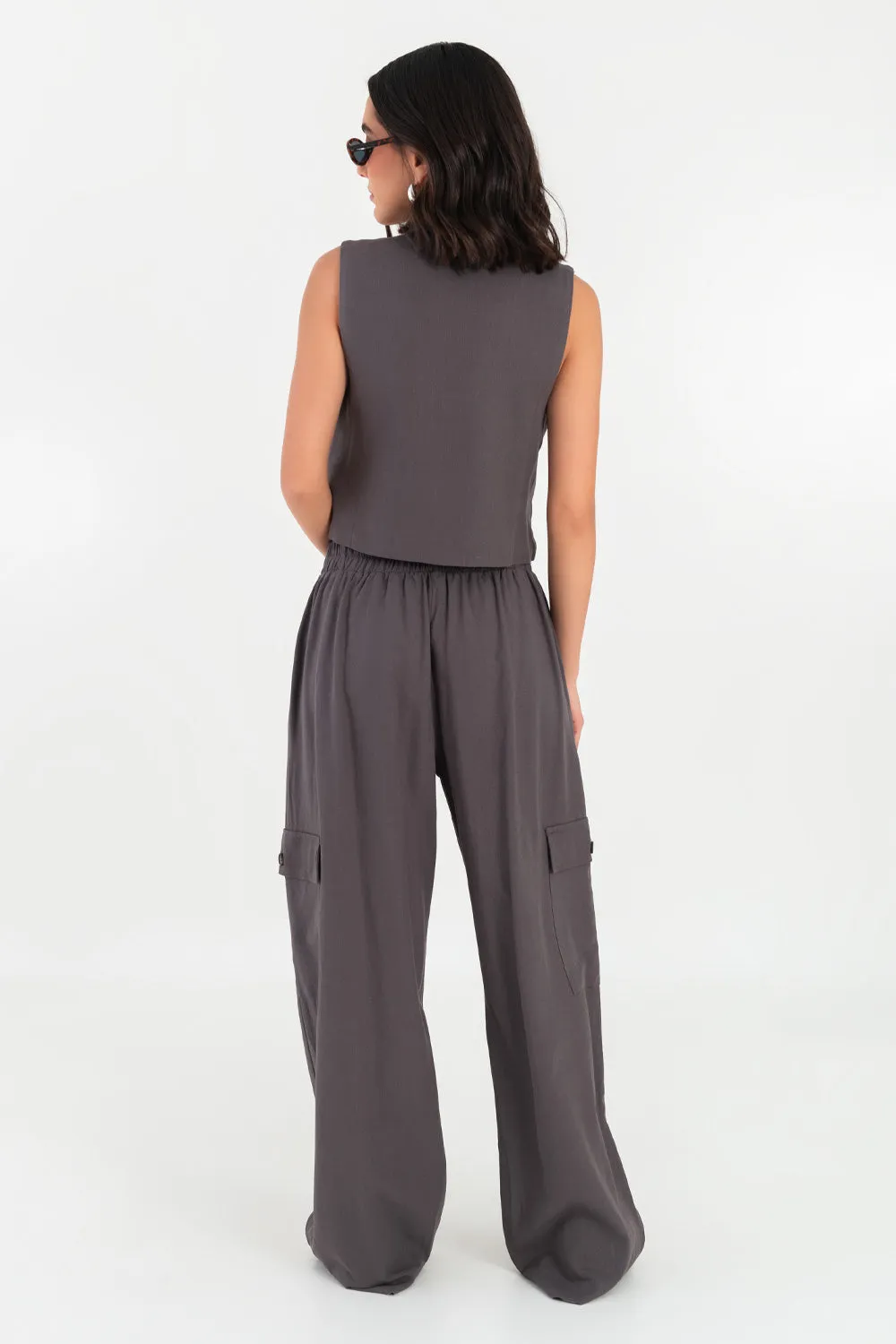 Pantalón cargo de tiro alto fit wide leg