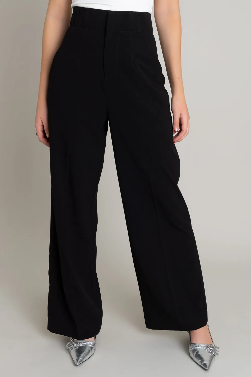 Pantalón fit wide leg tiro alto con pinzas