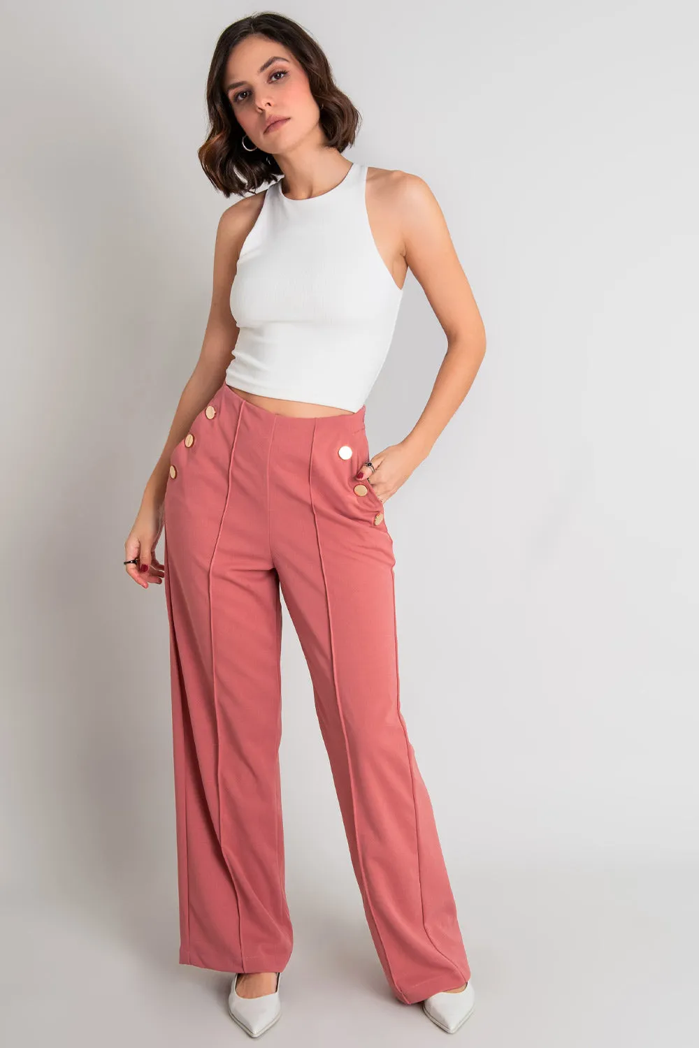 Pantalón marinero wide leg con raya