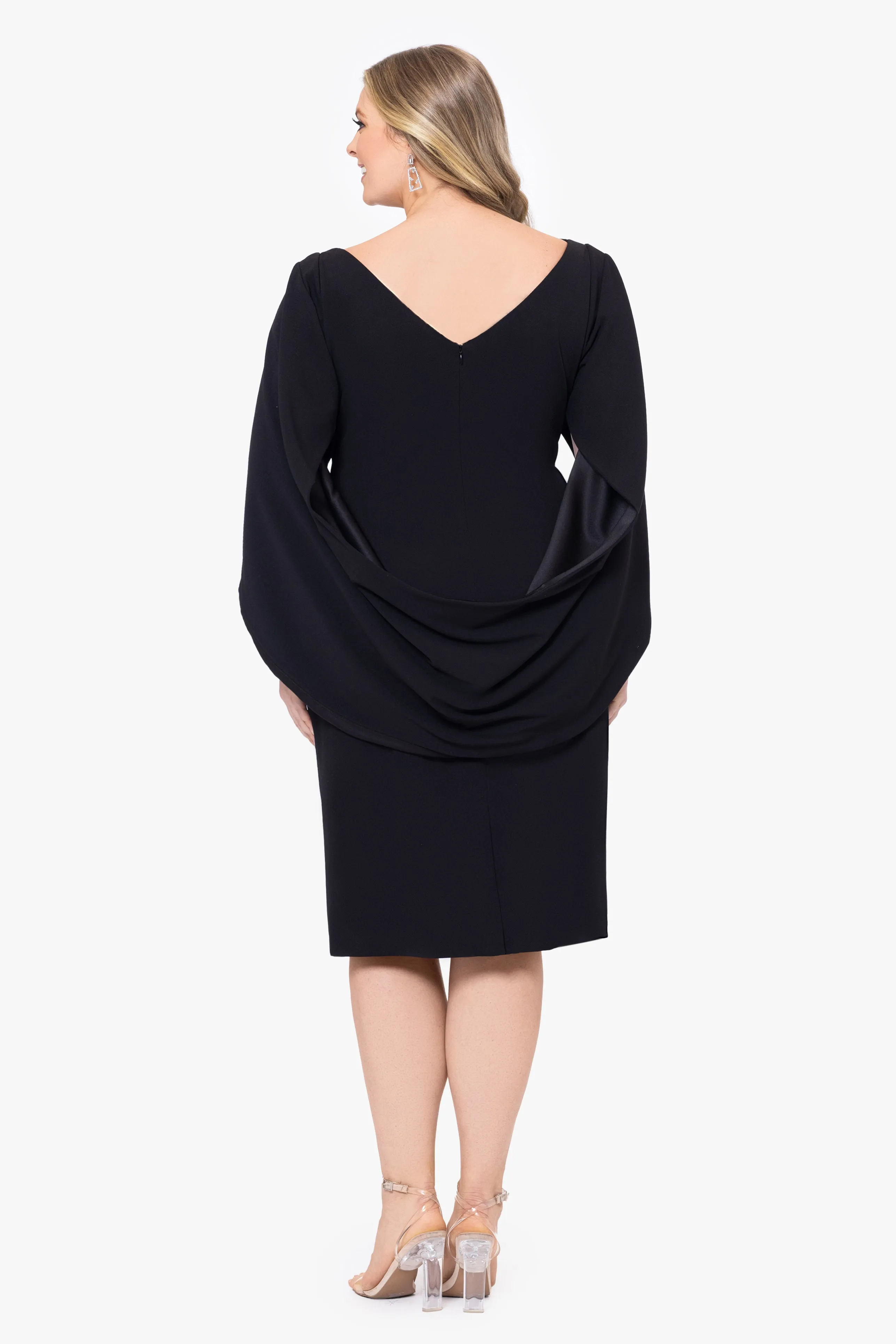 Plus Jordan Short Scuba Crepe Drape Back Dress