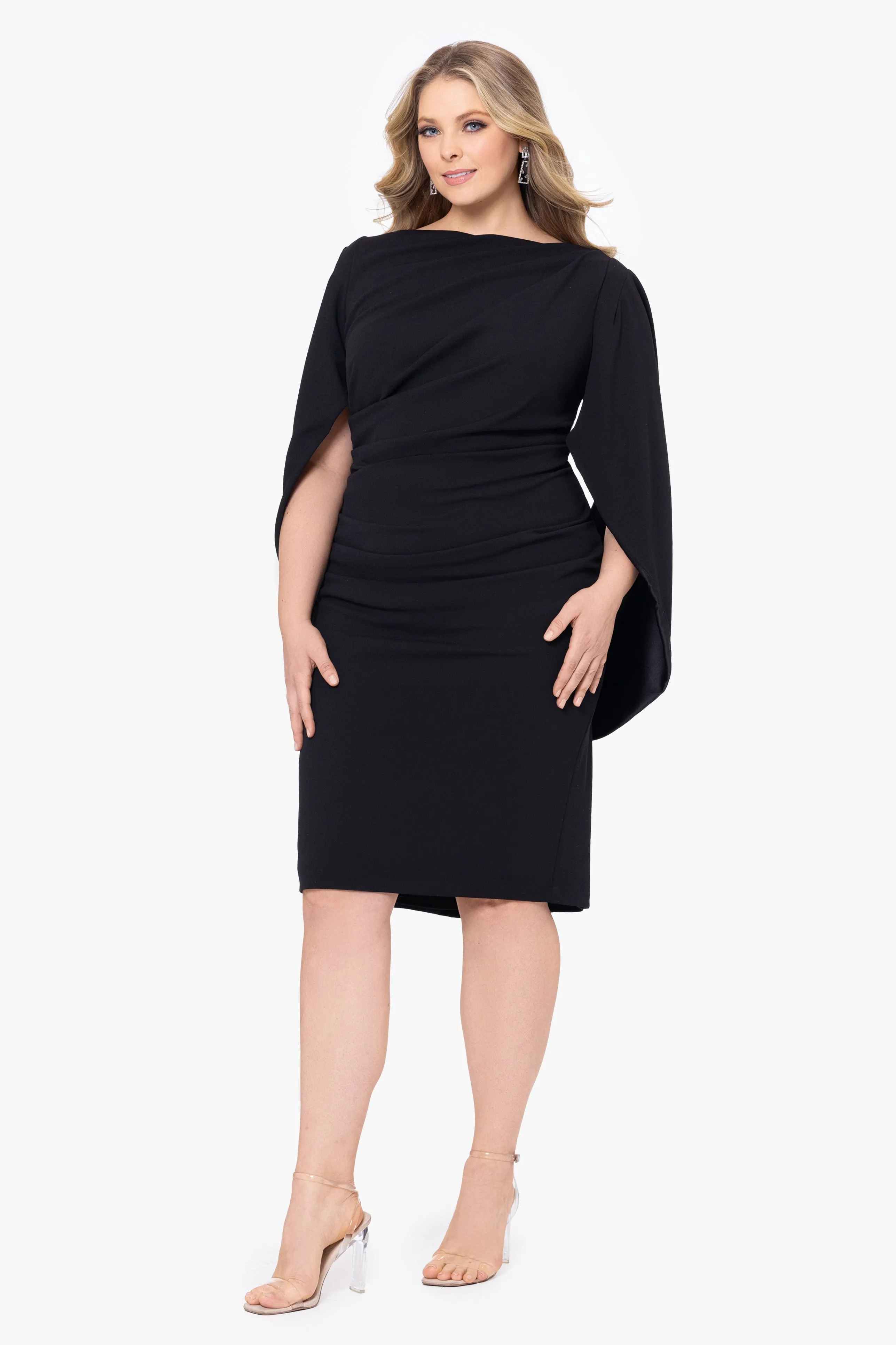 Plus Jordan Short Scuba Crepe Drape Back Dress