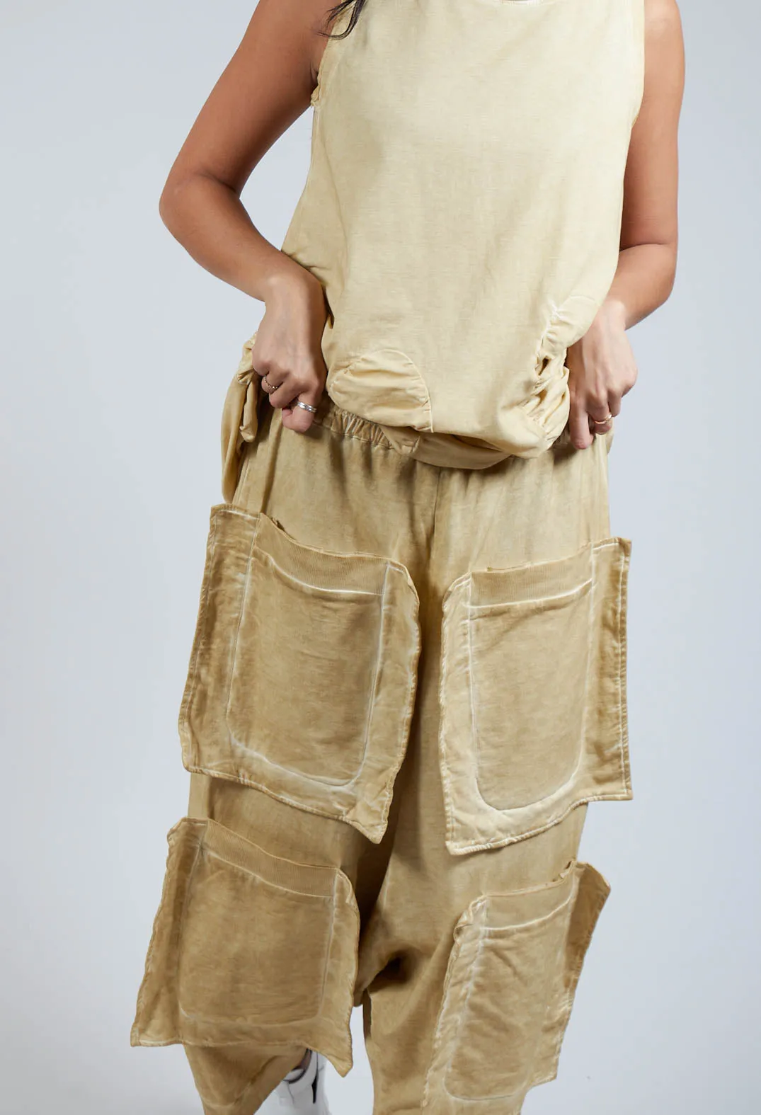 Pocket Drop-Crotch Trousers in Wax Cloud