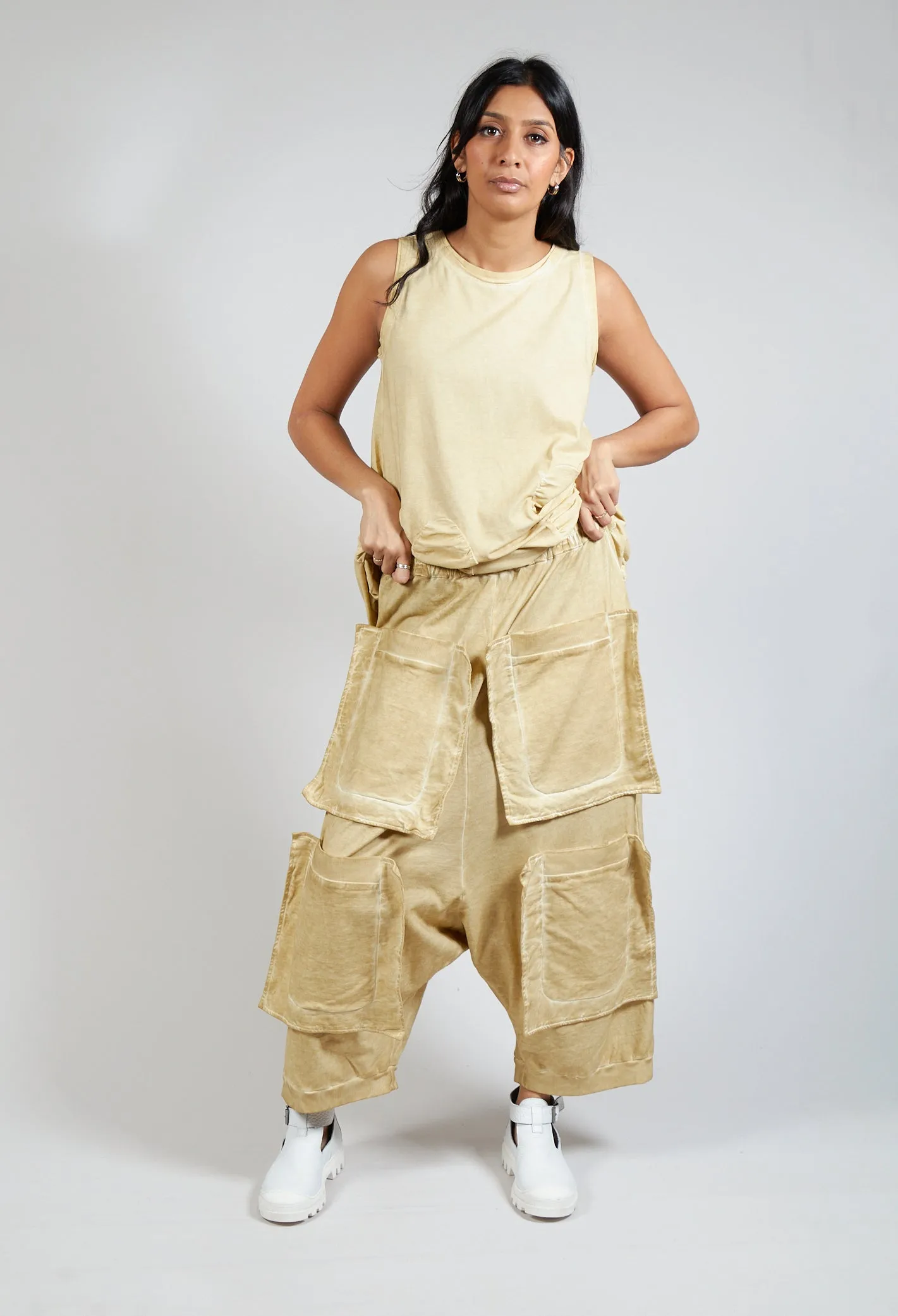 Pocket Drop-Crotch Trousers in Wax Cloud