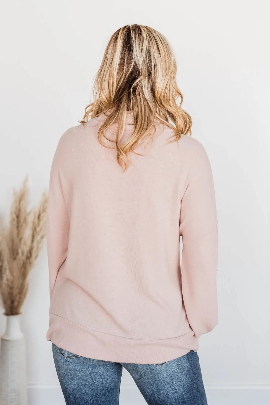 Priceless Moments Cowl Neck Top- Light Pink