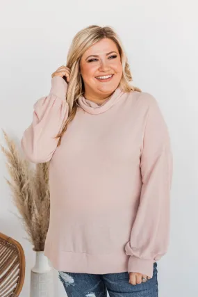 Priceless Moments Cowl Neck Top- Light Pink