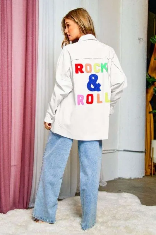 Rock & Roll MULTI COLOR LETTERS FRINGED HEM DETAIL SHIRT