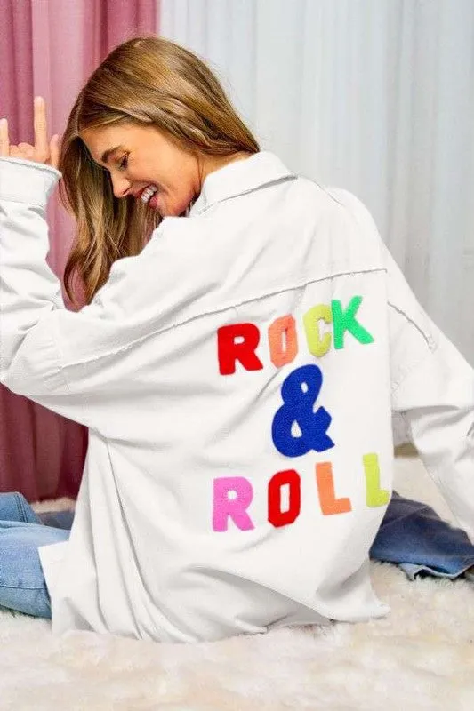 Rock & Roll MULTI COLOR LETTERS FRINGED HEM DETAIL SHIRT